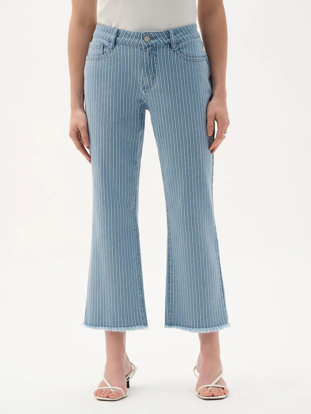 Joseph Ribkoff Flare Jeans With Stripes In Blue/White 262934 - Image 2