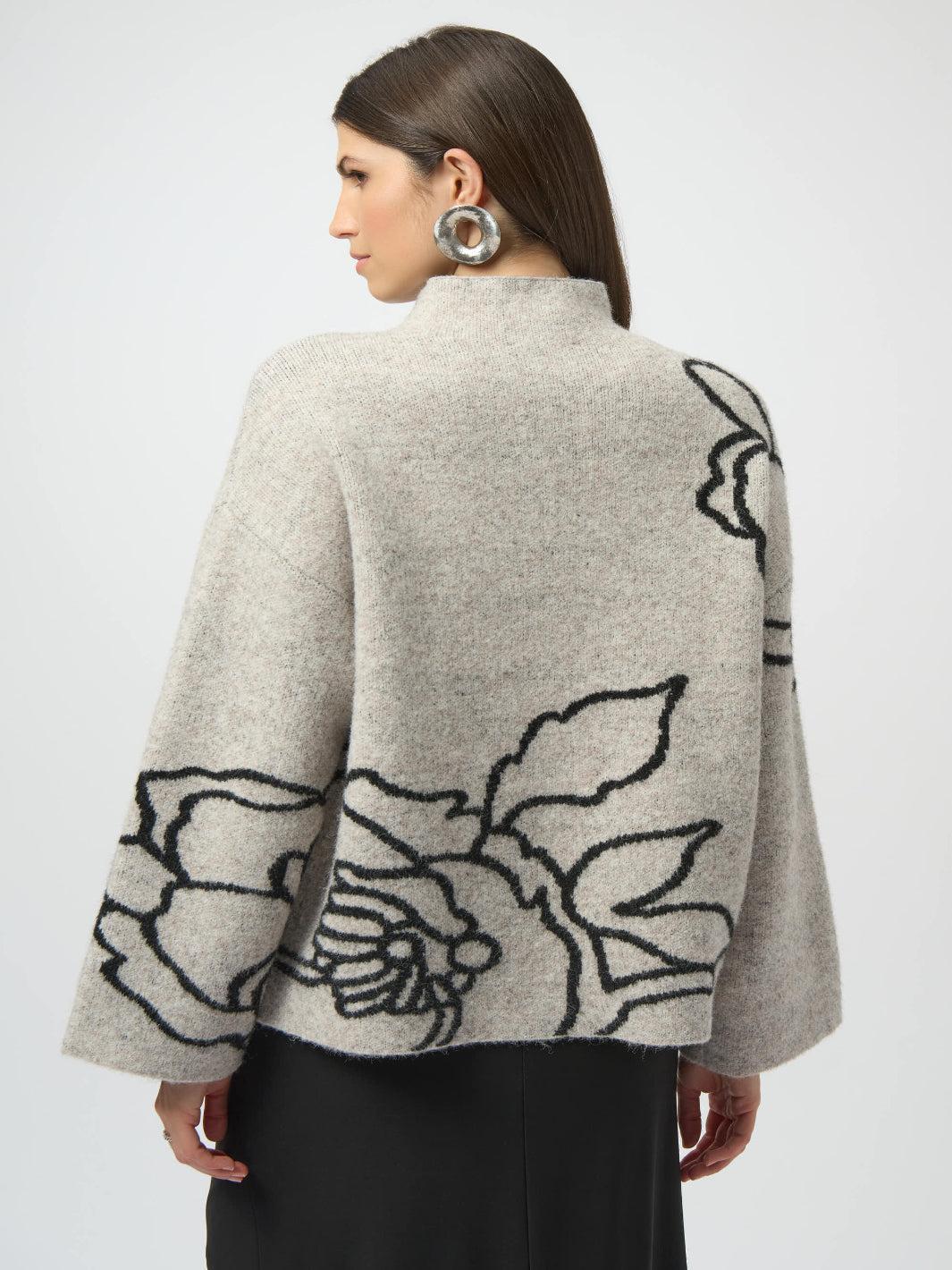 Joseph Ribkoff Floral Embroidered Knit In Oatmeal/Black 254943 - Image 5