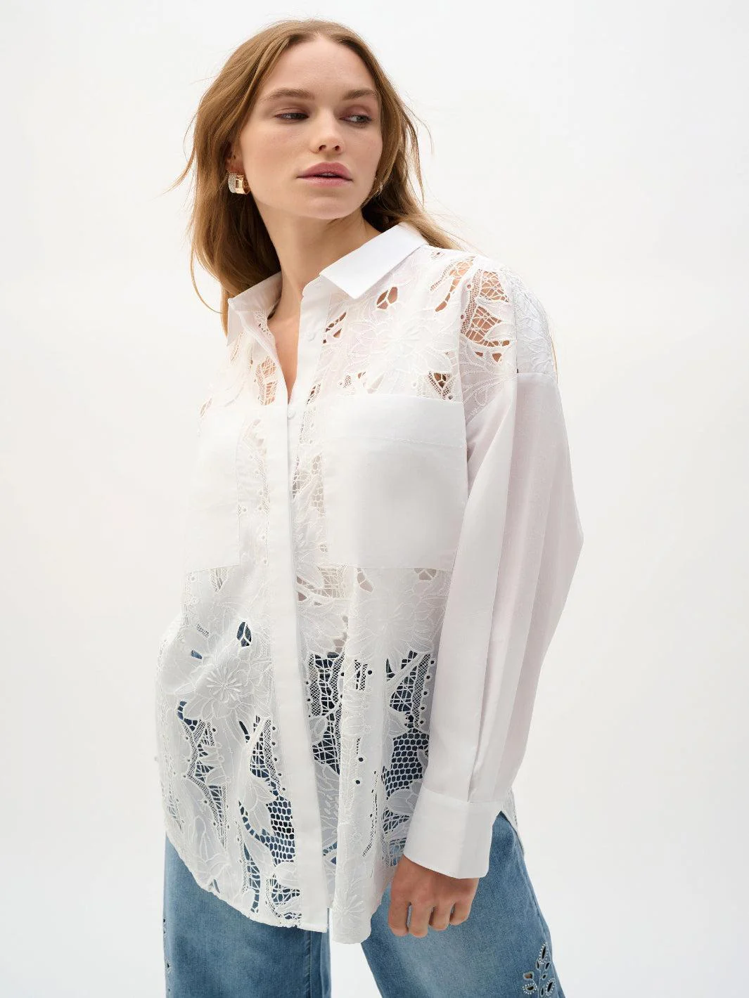 Joseph Ribkoff Floral Lace Shirt In White 262952 - Image 2