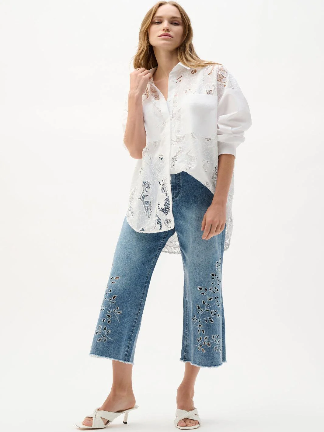 Joseph Ribkoff Floral Lace Shirt In White 262952 - Image 3
