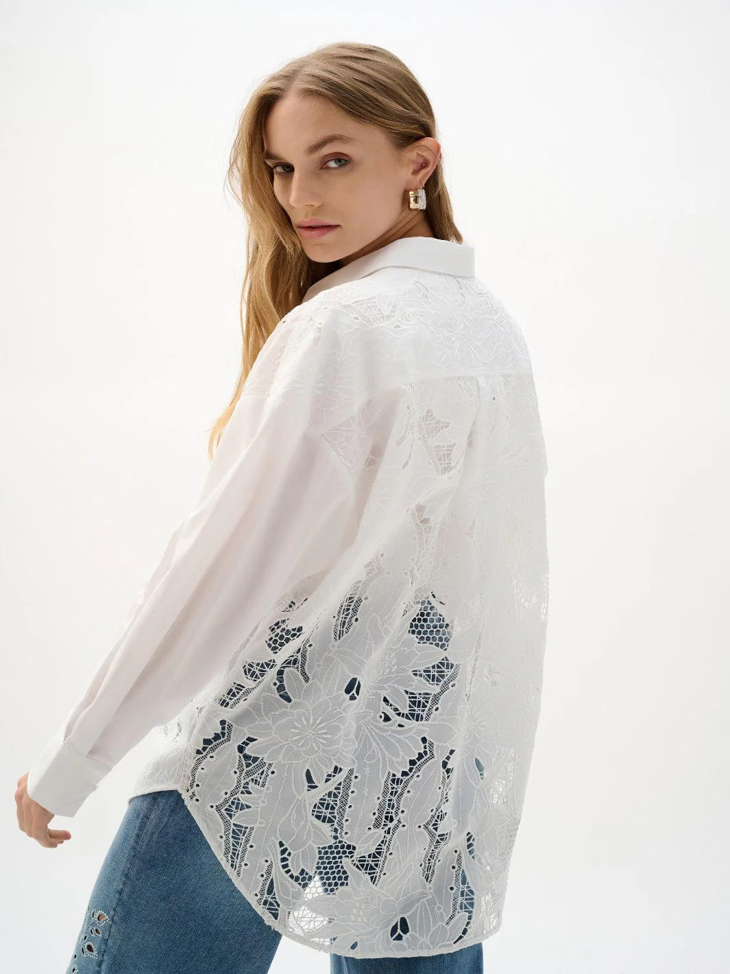 Joseph Ribkoff Floral Lace Shirt In White 262952 - Image 5