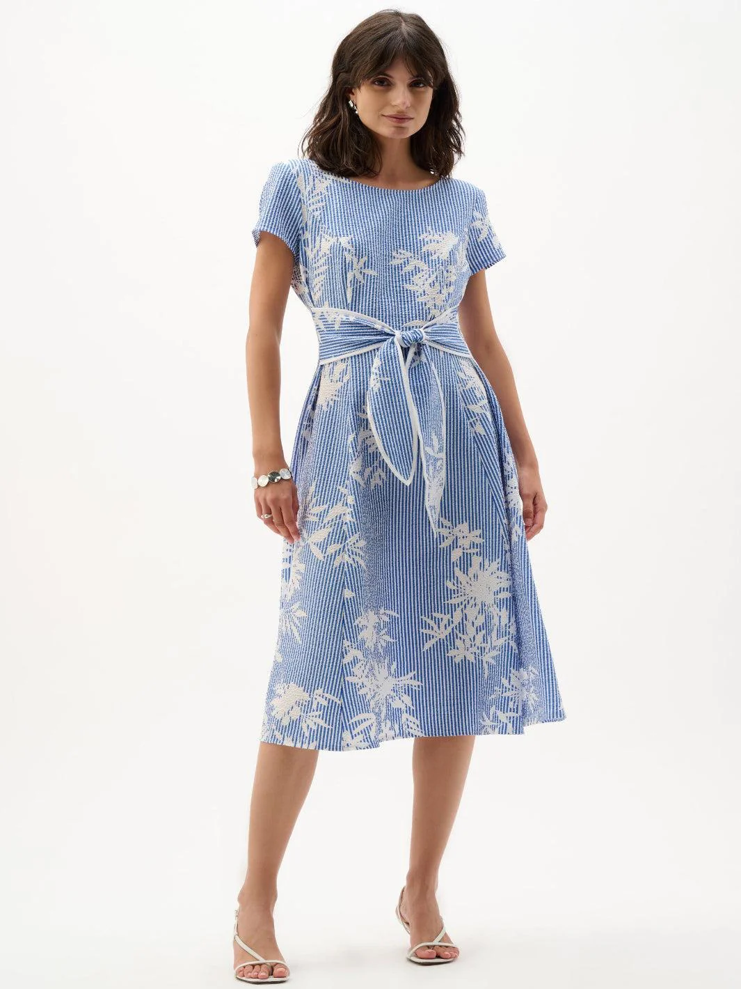 Joseph Ribkoff Floral Midi Dress In Vanilla/Blue 262191 - Image 2