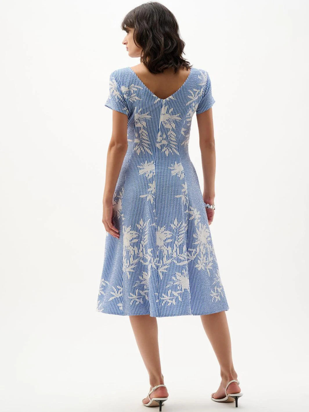 Joseph Ribkoff Floral Midi Dress In Vanilla/Blue 262191 - Image 4