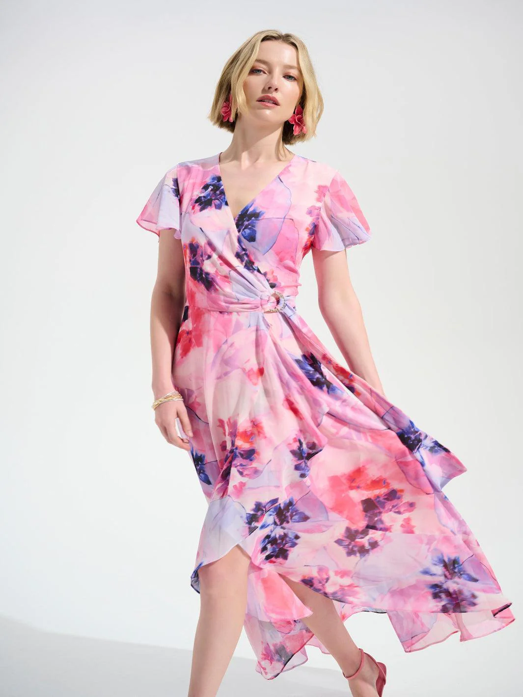 Joseph Ribkoff Floral Print Wrap Dress In Multi 261739
