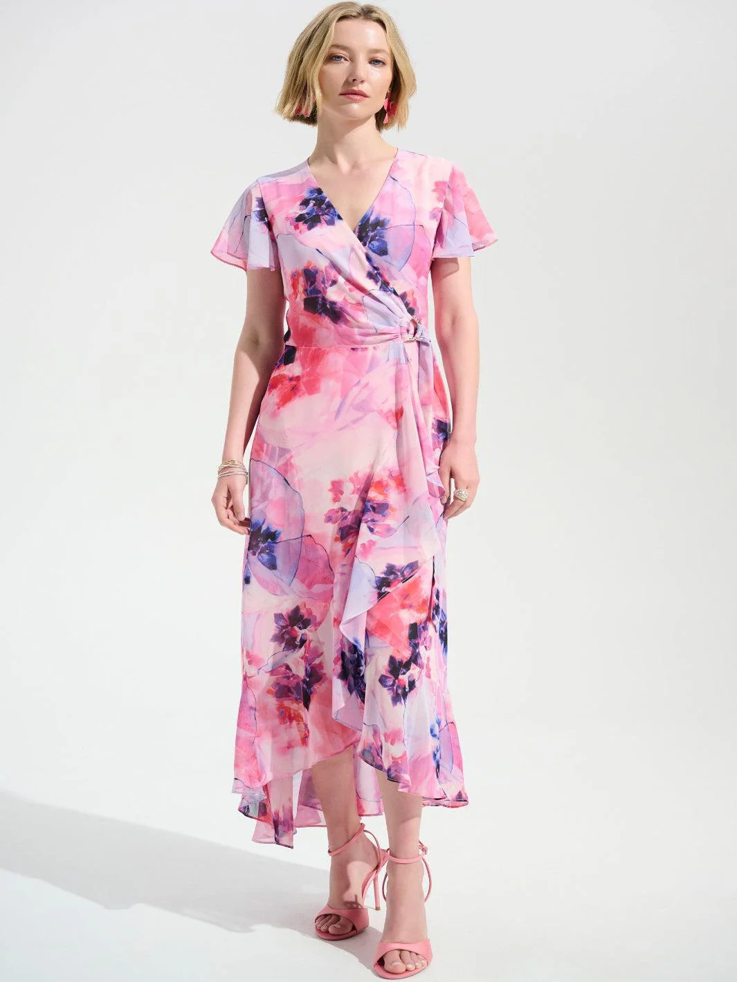 Joseph Ribkoff Floral Print Wrap Dress In Multi 261739 - Image 2