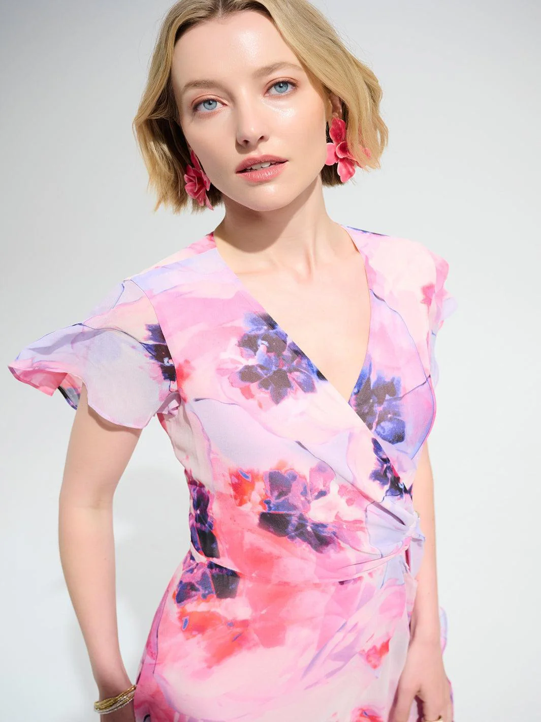 Joseph Ribkoff Floral Print Wrap Dress In Multi 261739 - Image 3