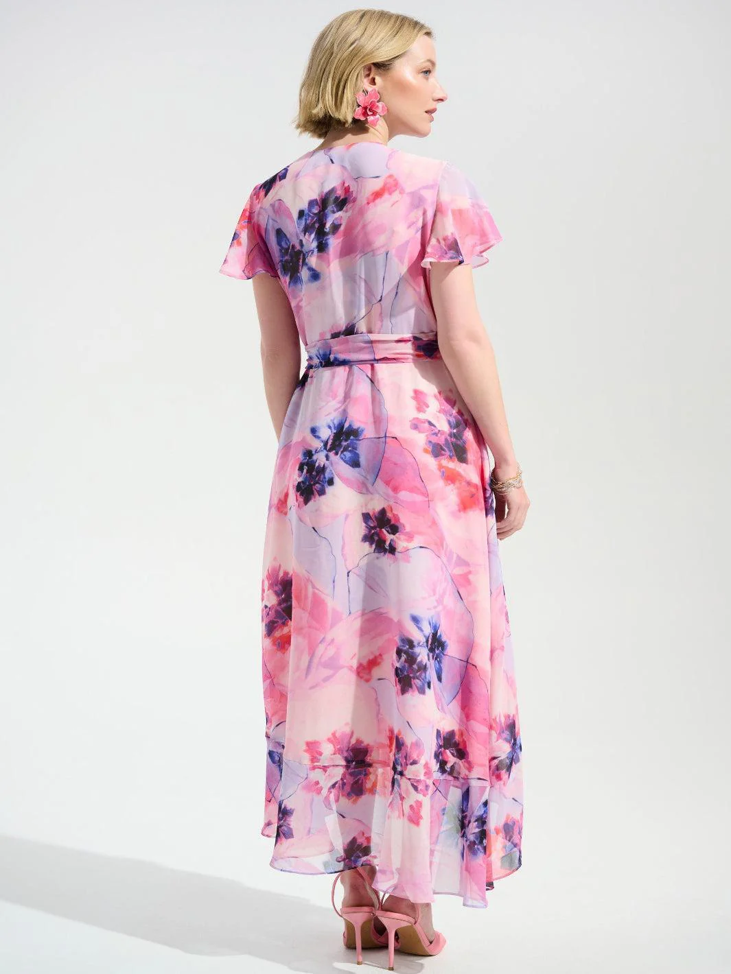 Joseph Ribkoff Floral Print Wrap Dress In Multi 261739 - Image 4