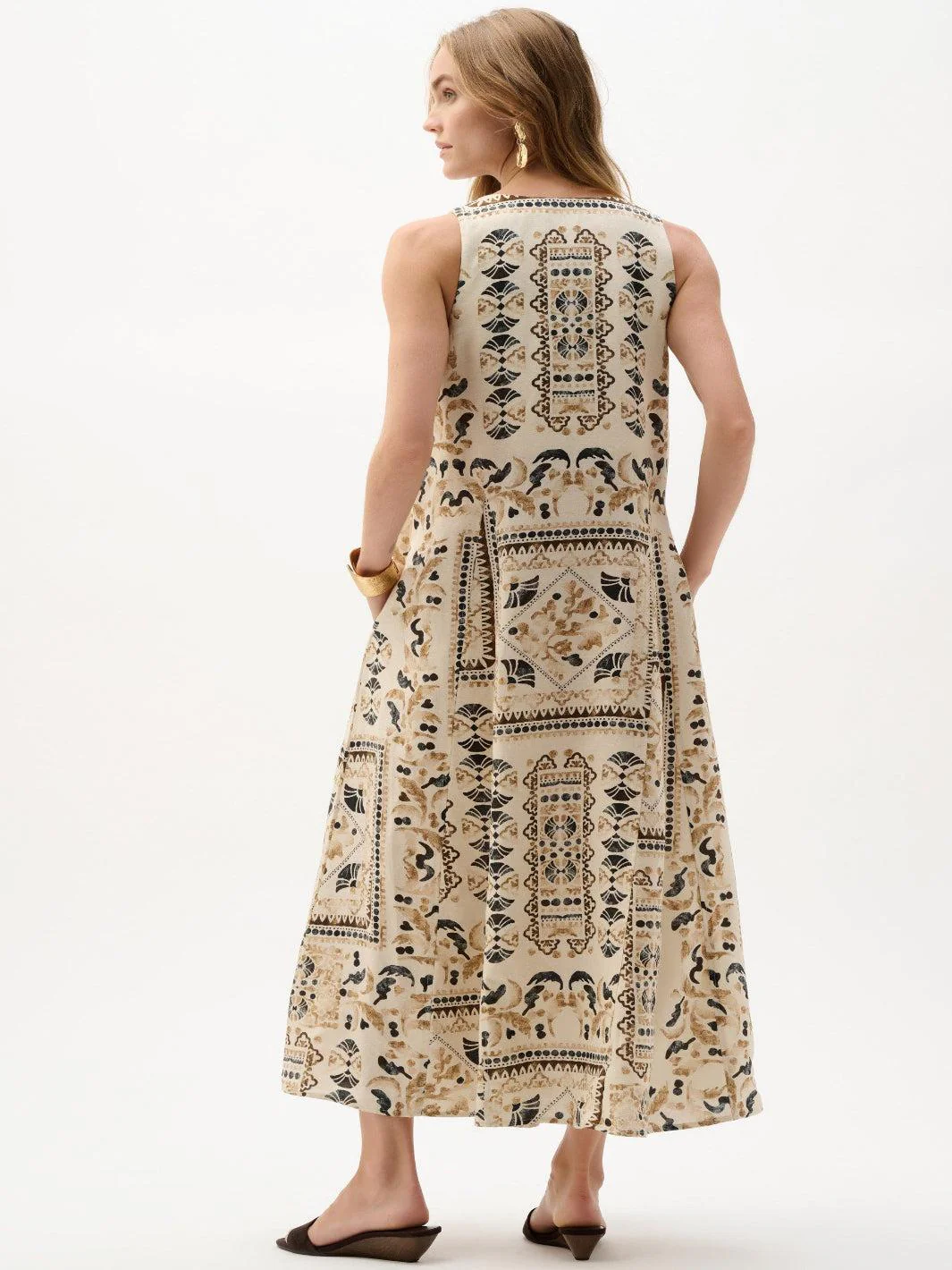 Joseph Ribkoff Floral Sleeveless Midi Dress In Beige/Multi 262908 - Image 5