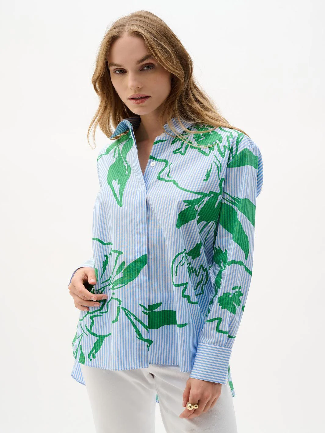 Joseph Ribkoff Floral Striped Casual Shirt In Vanilla/Mutli 262951 - Image 2