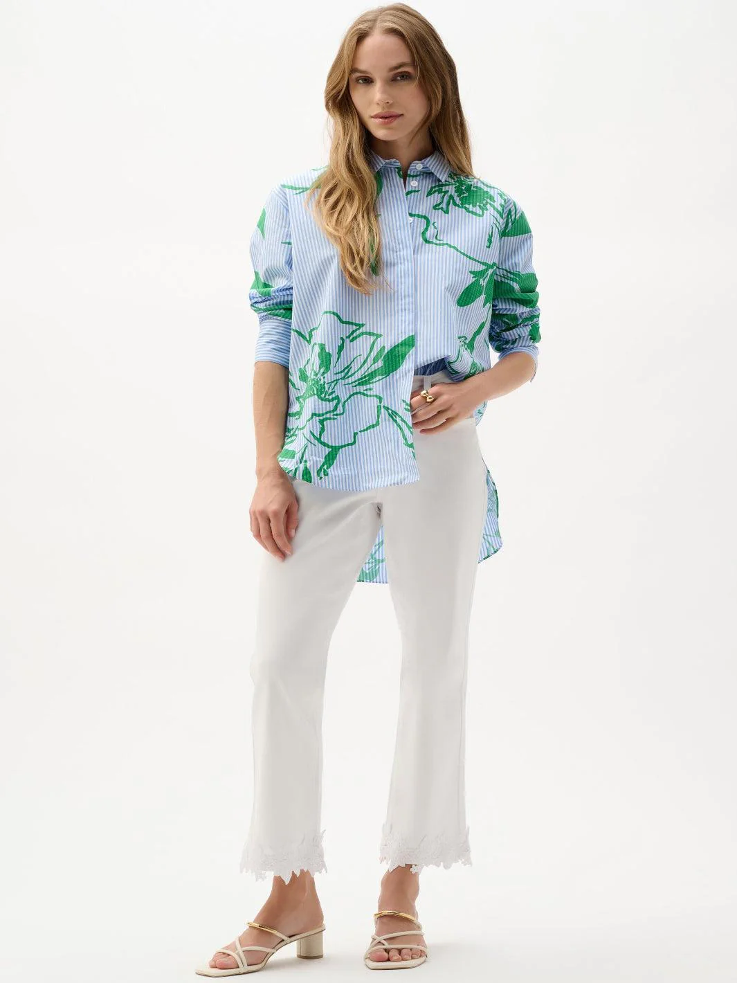 Joseph Ribkoff Floral Striped Casual Shirt In Vanilla/Mutli 262951 - Image 3