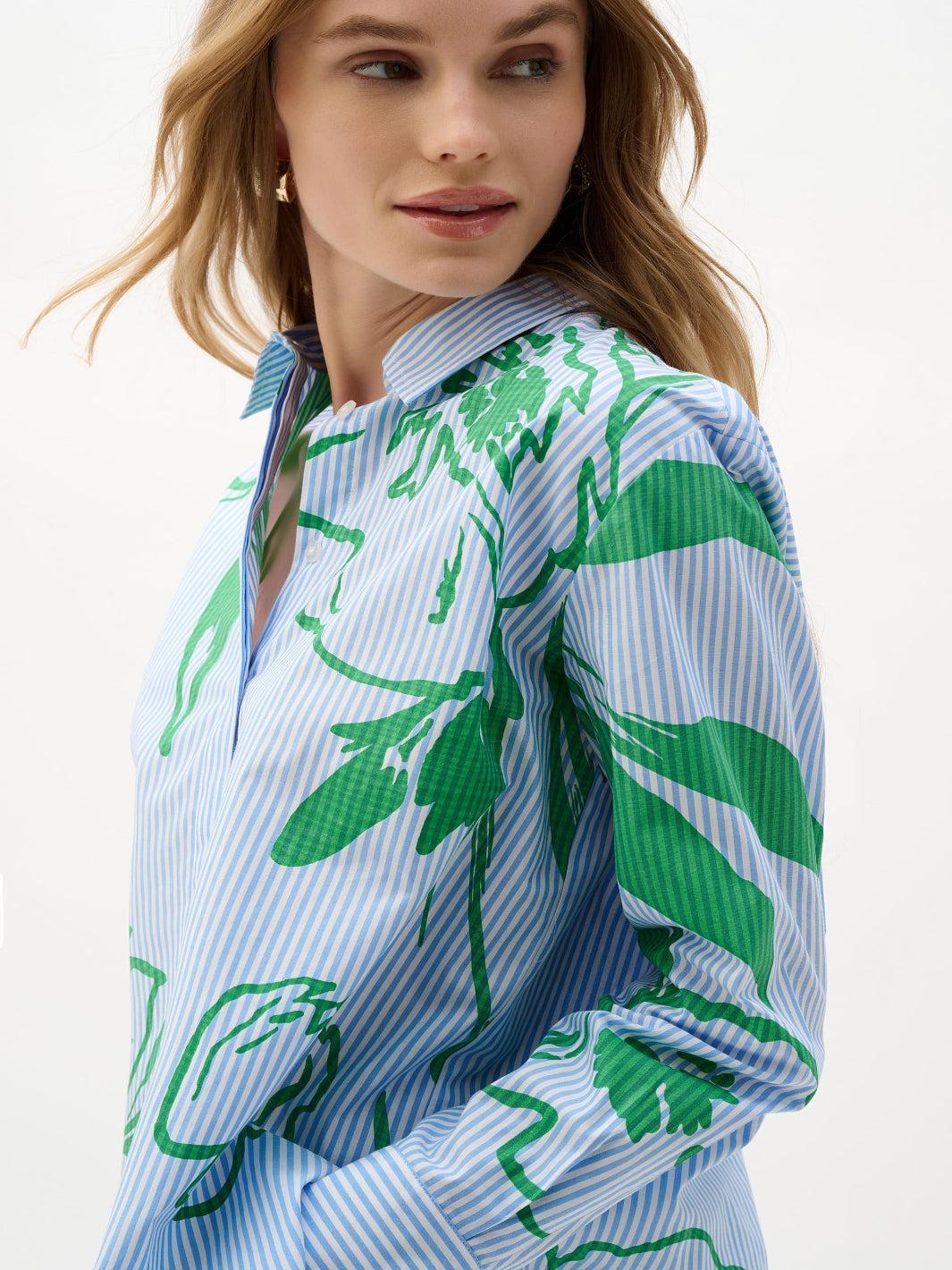 Joseph Ribkoff Floral Striped Casual Shirt In Vanilla/Mutli 262951 - Image 4