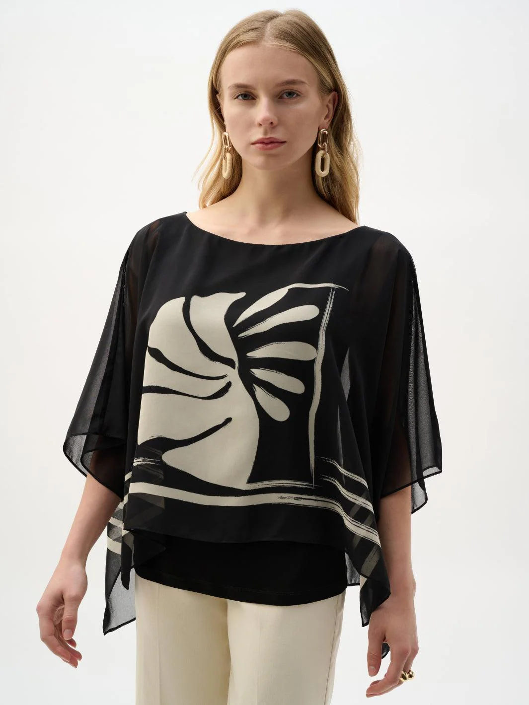 Joseph Ribkoff Flowy Abstract Top In Black 262200