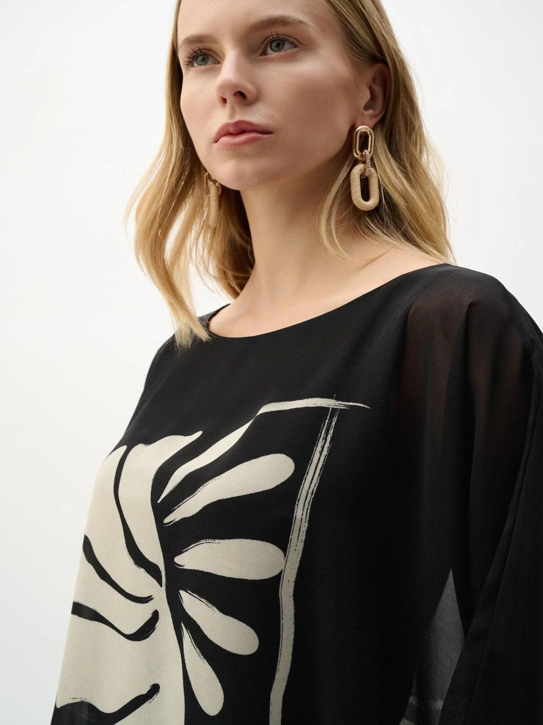 Joseph Ribkoff Flowy Abstract Top In Black 262200 - Image 3