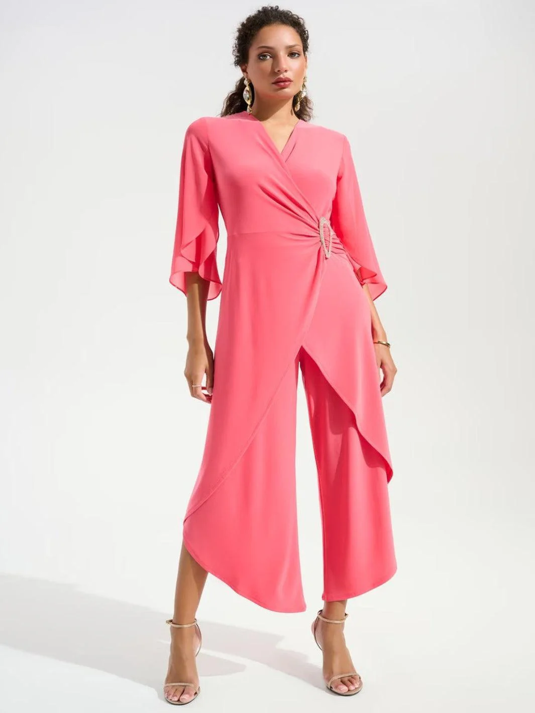 Joseph Ribkoff Formal  V-neck Jumpsuit In Coral 261783