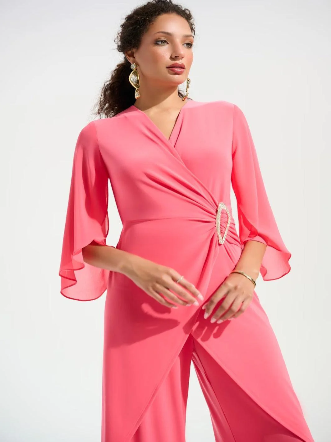 Joseph Ribkoff Formal  V-neck Jumpsuit In Coral 261783 - Image 2