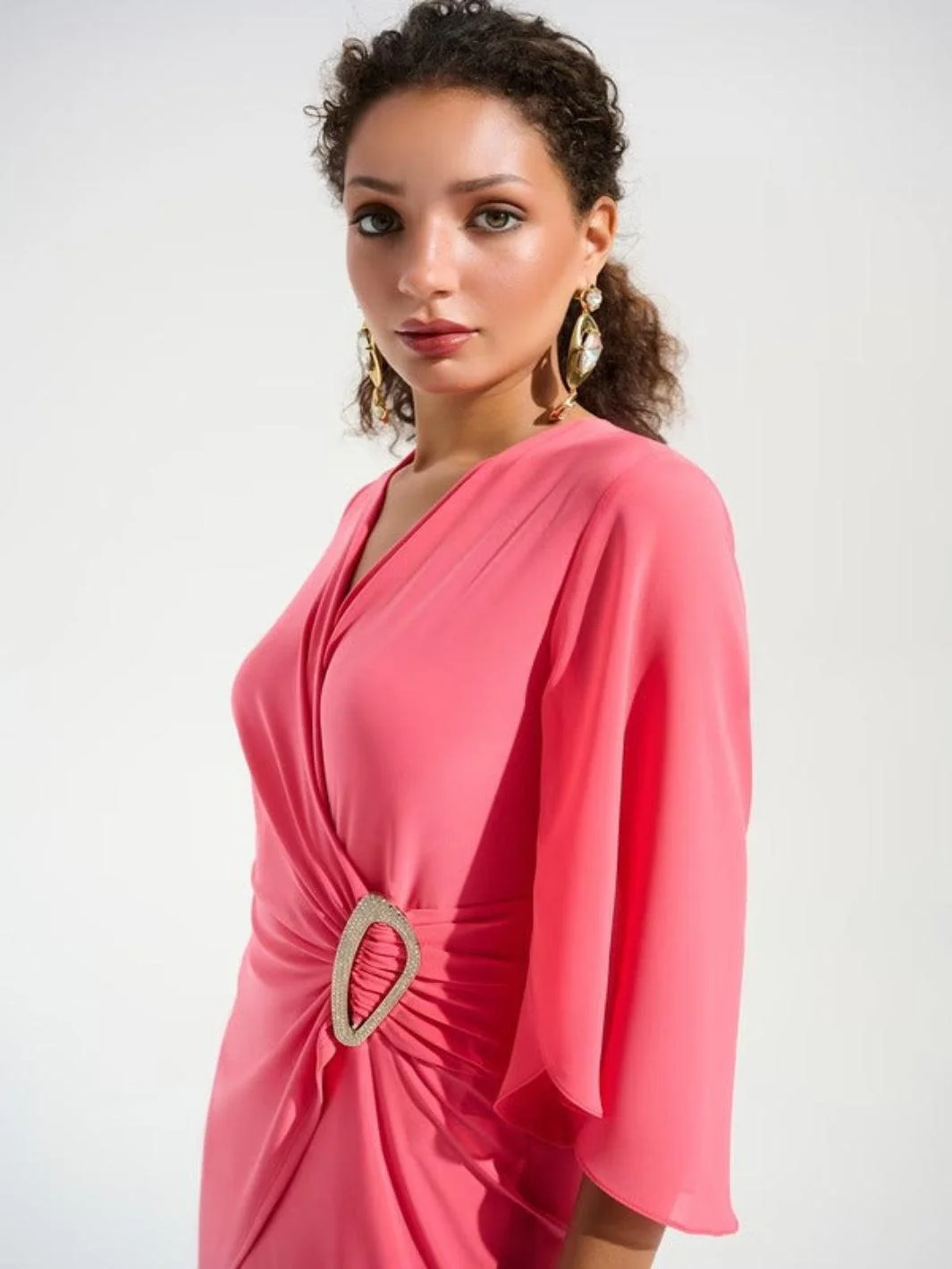 Joseph Ribkoff Formal  V-neck Jumpsuit In Coral 261783 - Image 3