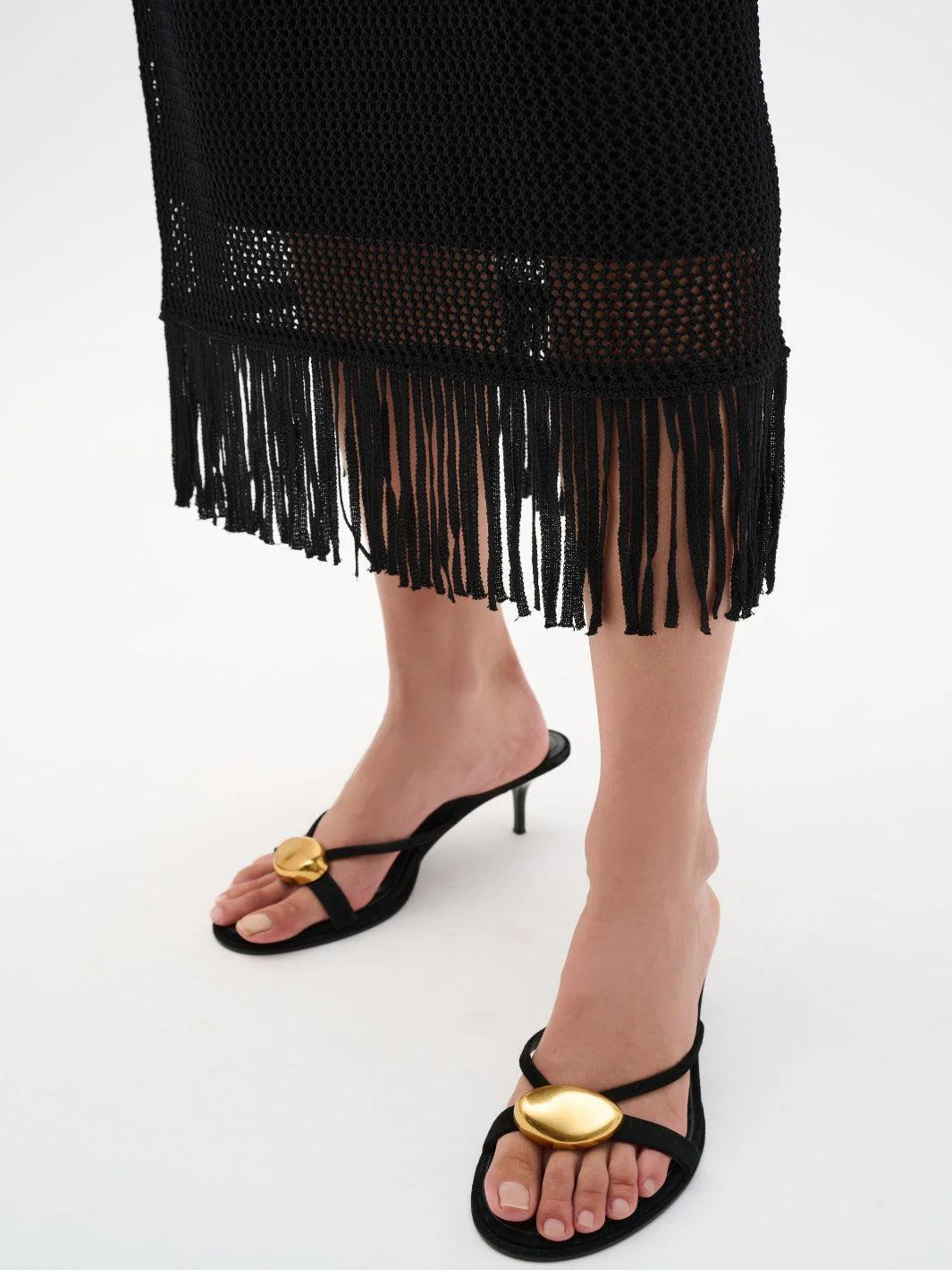 Joseph Ribkoff Fringe Midi Skirt In Black 262929 - Image 3