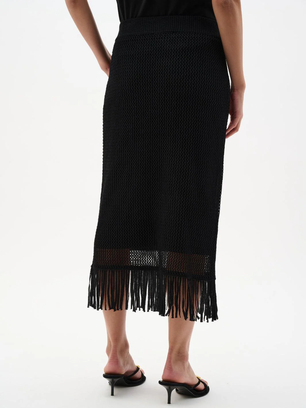 Joseph Ribkoff Fringe Midi Skirt In Black 262929 - Image 4