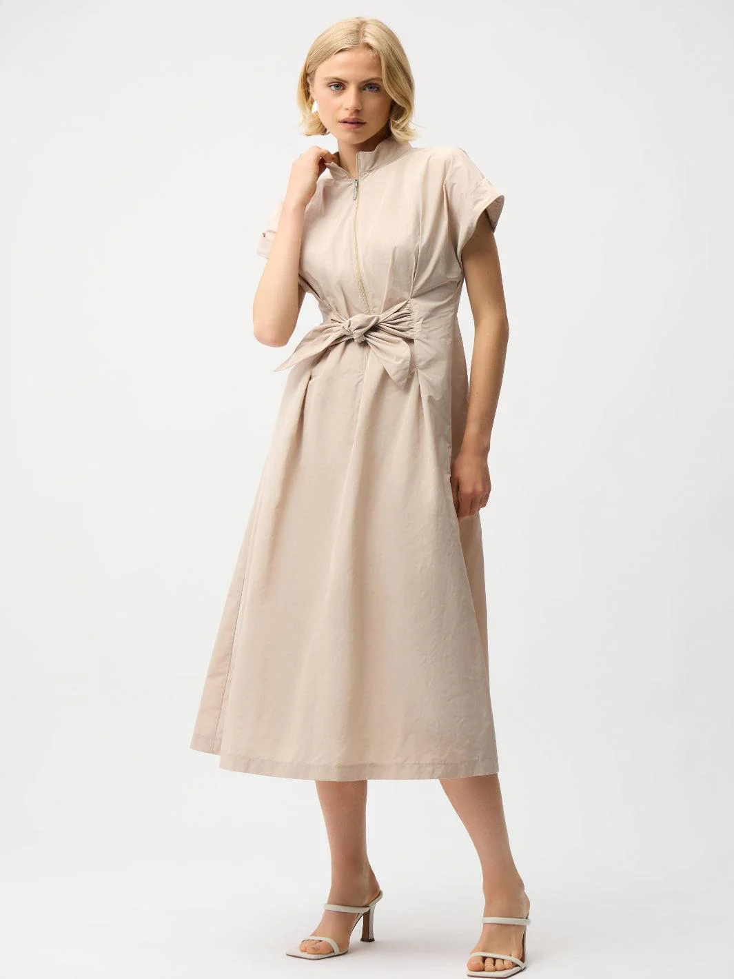 Joseph Ribkoff High-neck Dress In Beige 261177 - Image 2