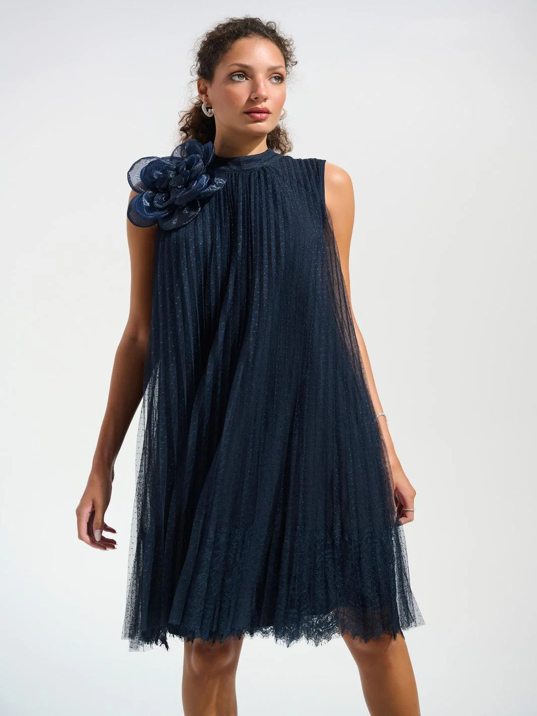 Joseph Ribkoff High-neck Dress In Midnight Blue 261737 - Image 2