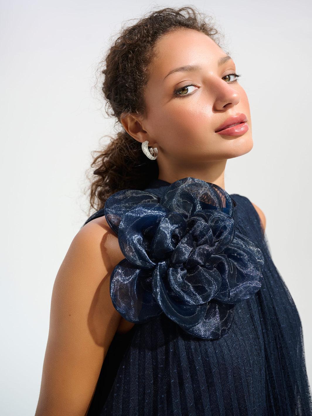 Joseph Ribkoff High-neck Dress In Midnight Blue 261737 - Image 3