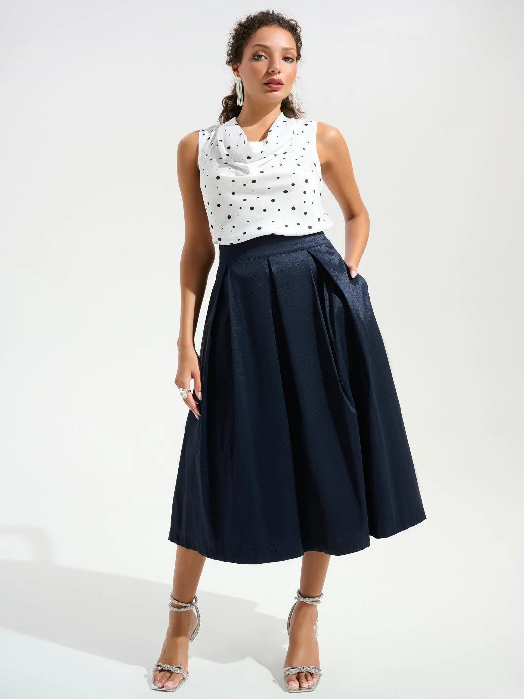 Joseph Ribkoff High Waist A-line Skirt In Midnight Blue 261757