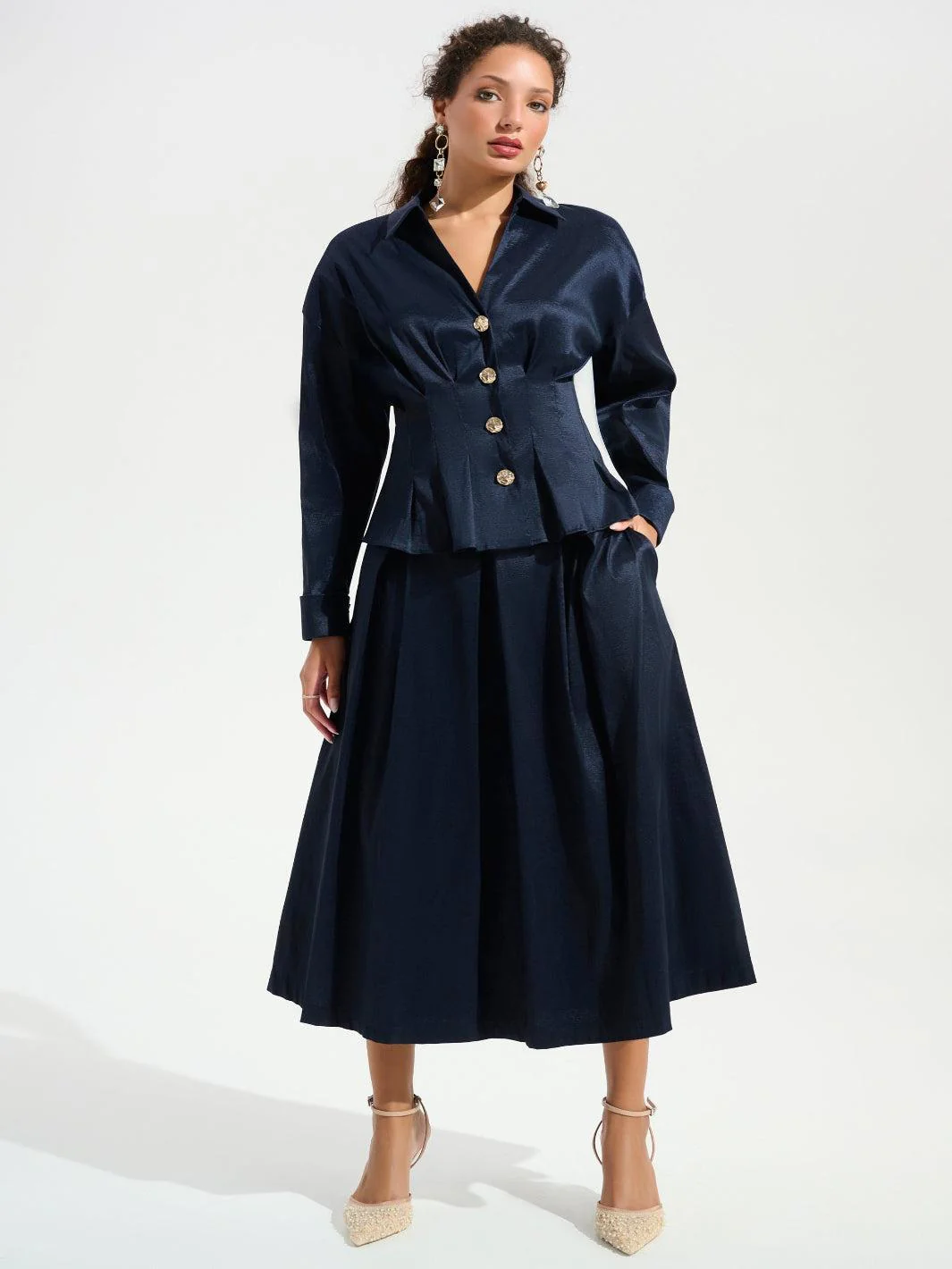 Joseph Ribkoff High Waist A-line Skirt In Midnight Blue 261757 - Image 5