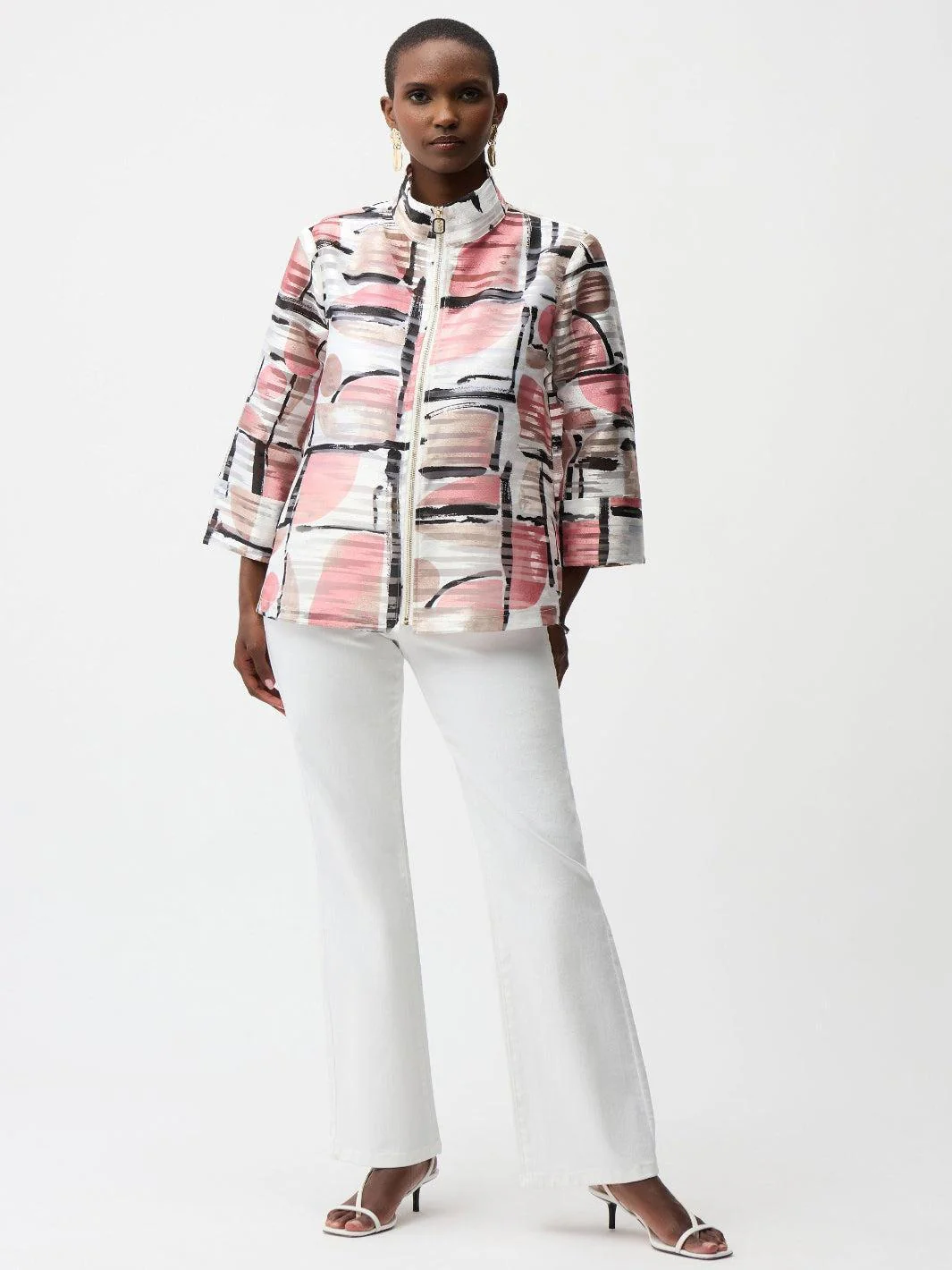 Joseph Ribkoff Jacquard Jacket In Vanilla/Multi 261052 - Image 2