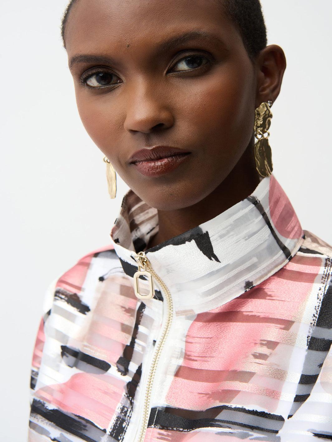 Joseph Ribkoff Jacquard Jacket In Vanilla/Multi 261052 - Image 3