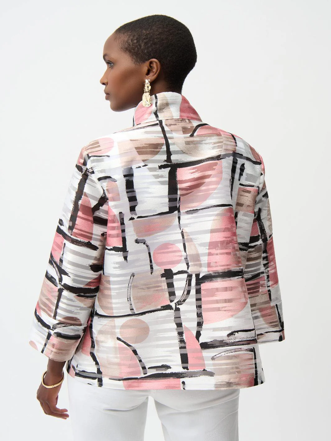 Joseph Ribkoff Jacquard Jacket In Vanilla/Multi 261052 - Image 4
