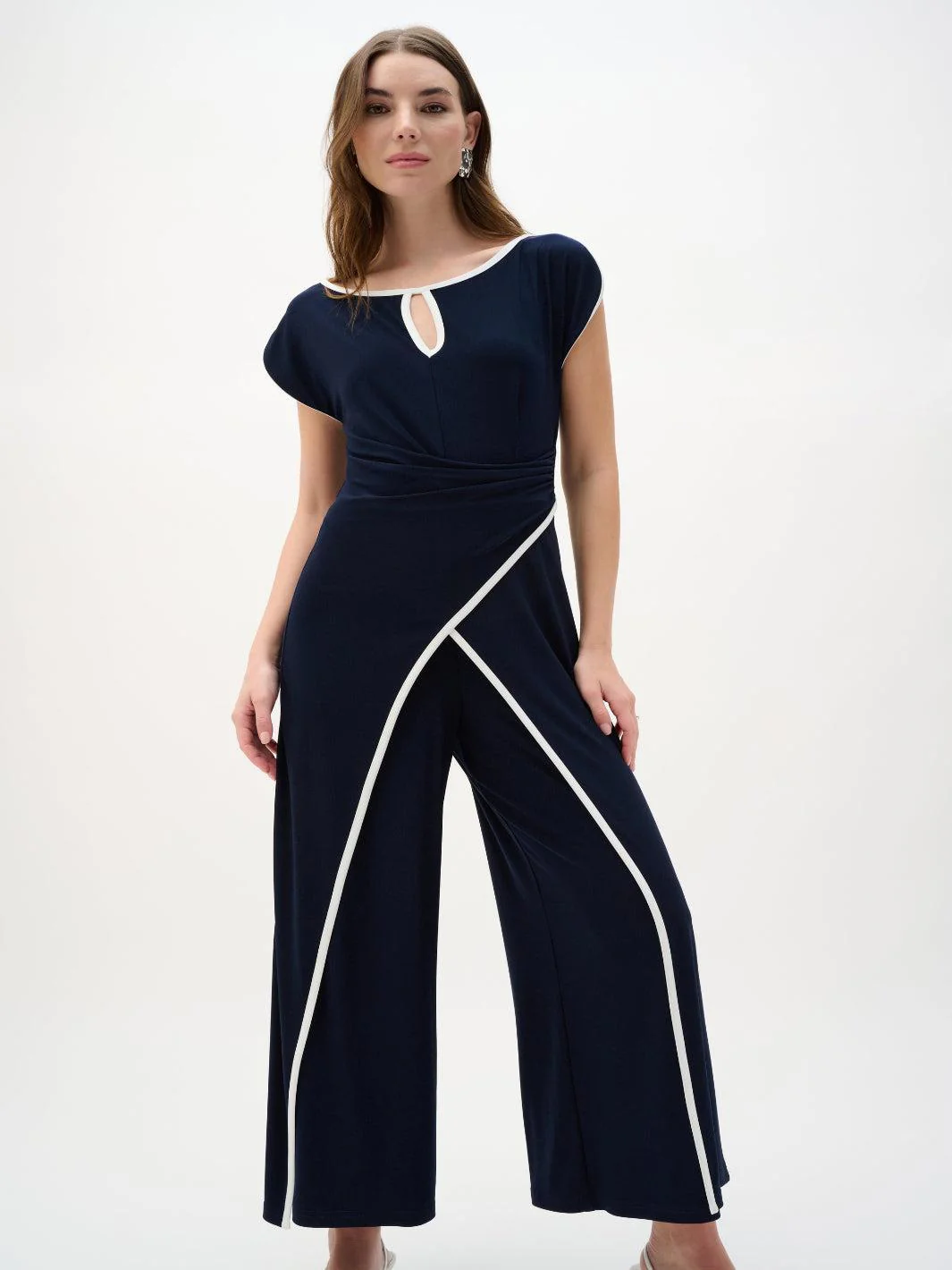 Joseph Ribkoff Jumpsuit In Midnight Blue/Vanilla 262092 - Image 2
