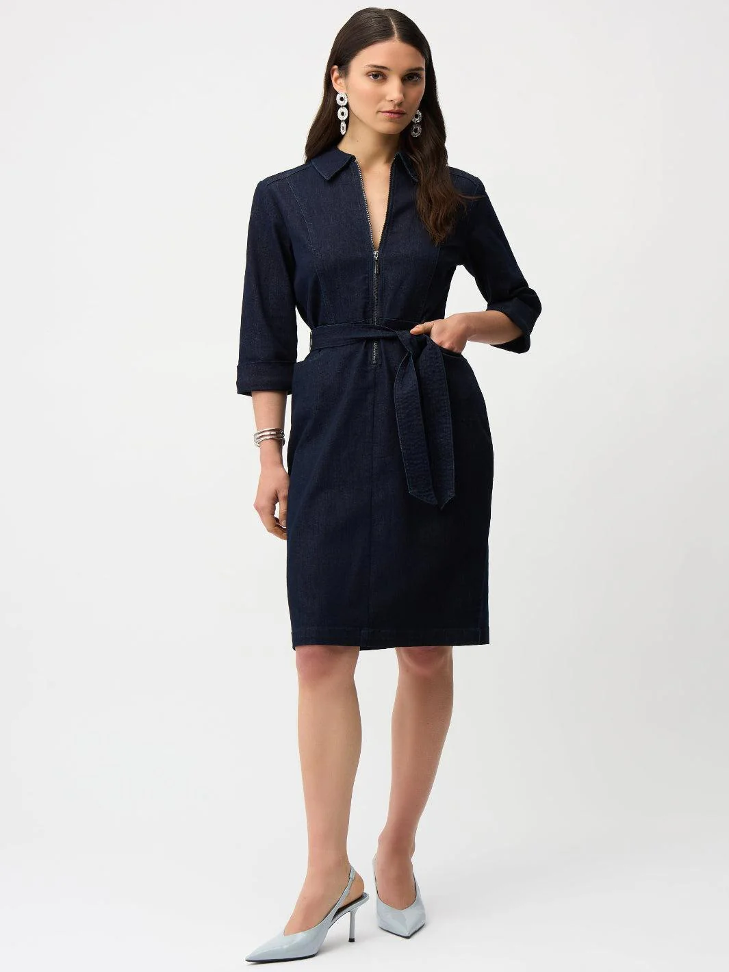 Joseph Ribkoff Knee-length Denim Shirt Dress 261900 - Image 2