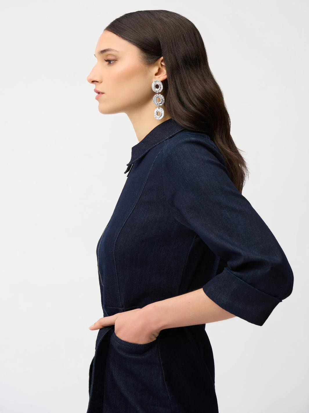 Joseph Ribkoff Knee-length Denim Shirt Dress 261900 - Image 4