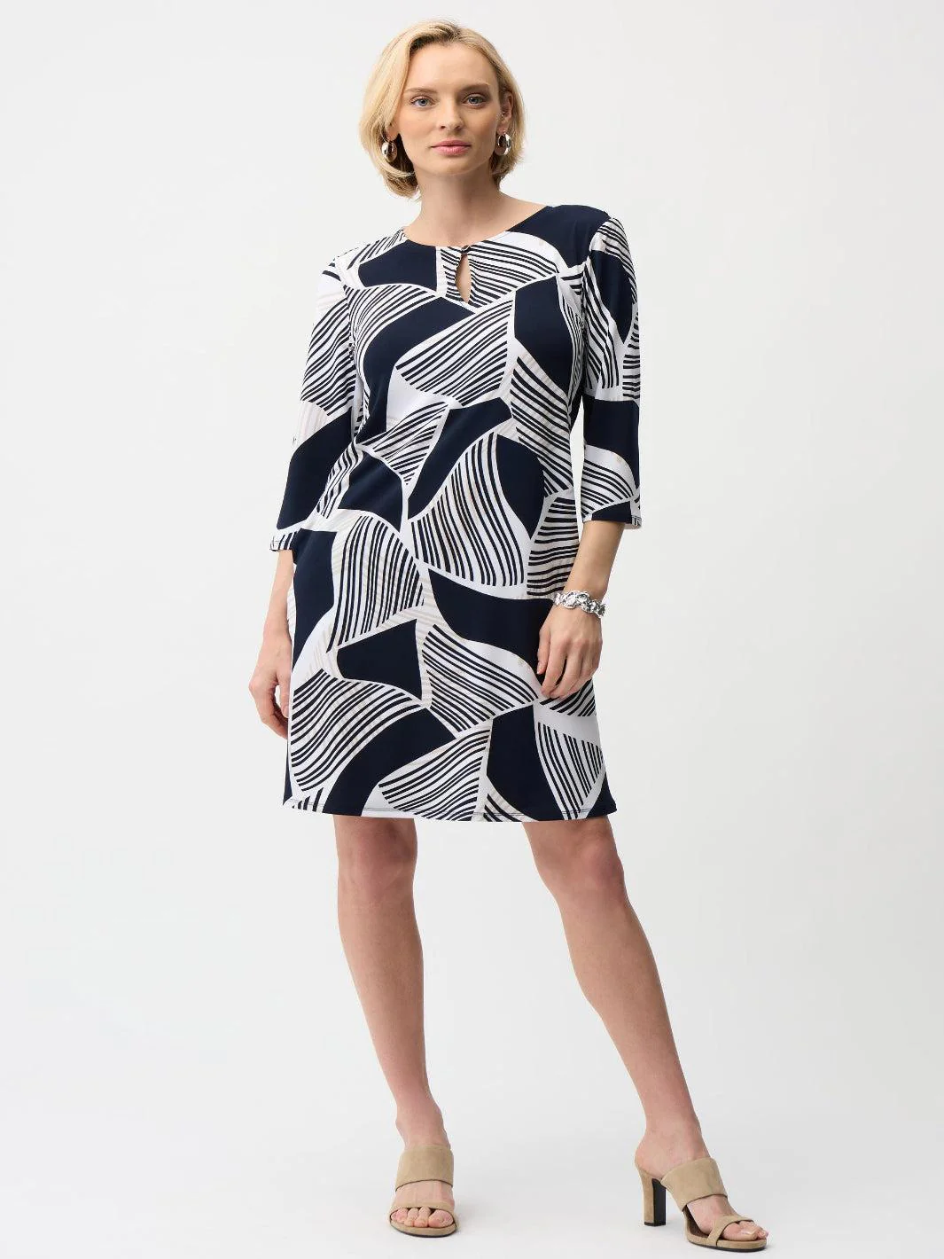 Joseph Ribkoff Knee-length Shift Dress In Vanilla/Multi 261046 - Image 2