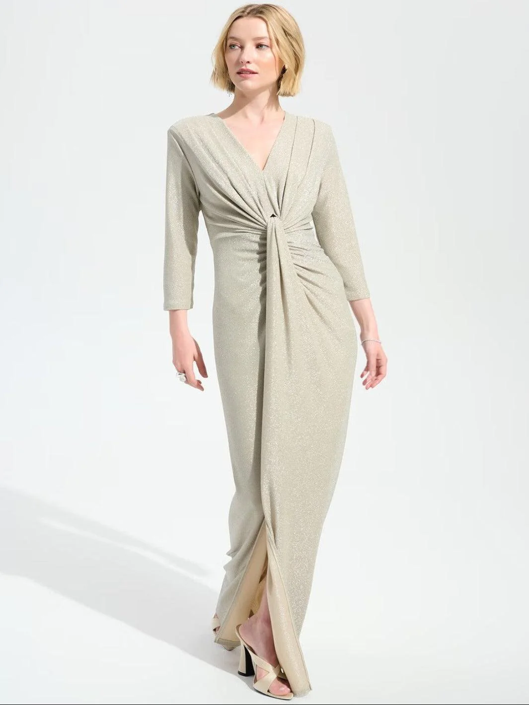 Joseph Ribkoff Maxi Shimmer Dress In Champagne 261743
