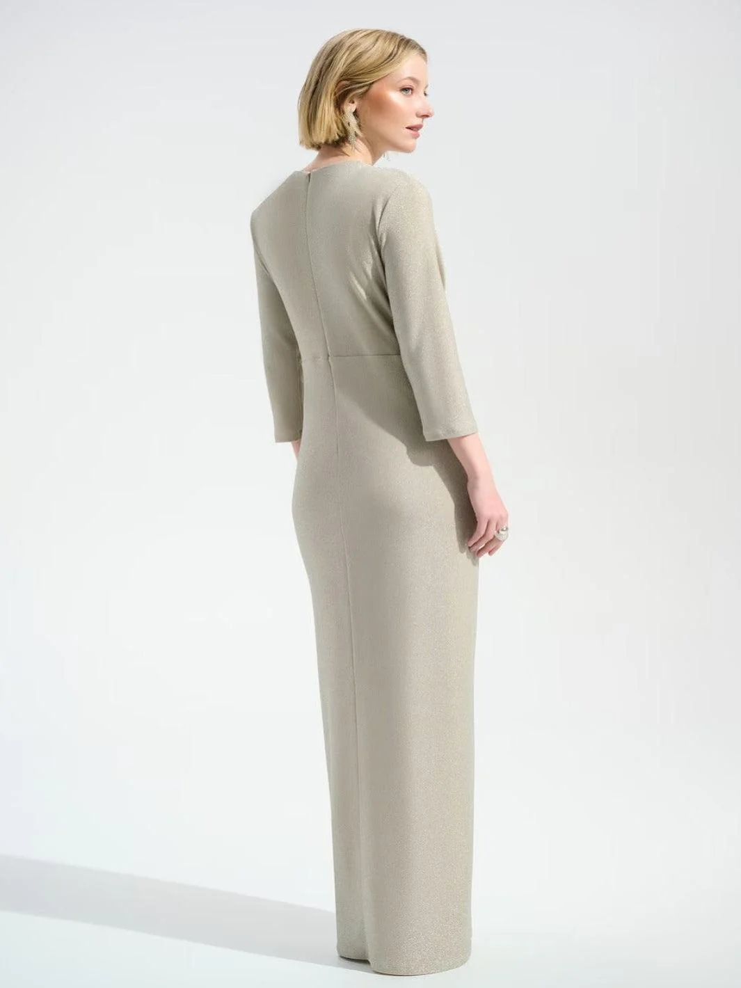 Joseph Ribkoff Maxi Shimmer Dress In Champagne 261743 - Image 3