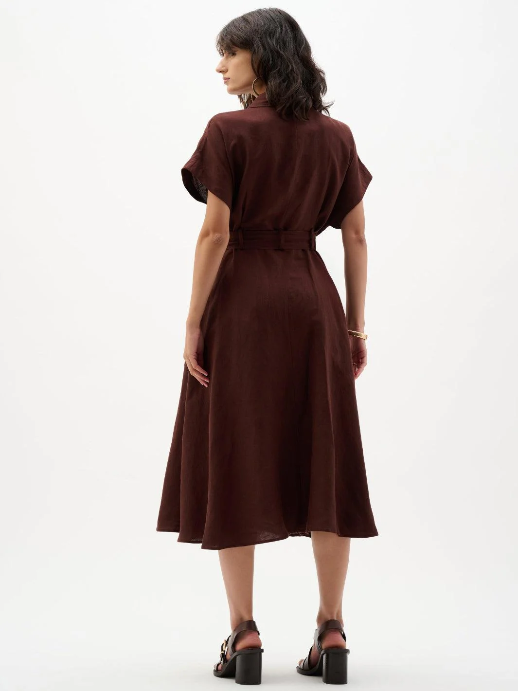 Joseph Ribkoff Midi Belted Shirt Dress In Mahogony 262907 - Image 5