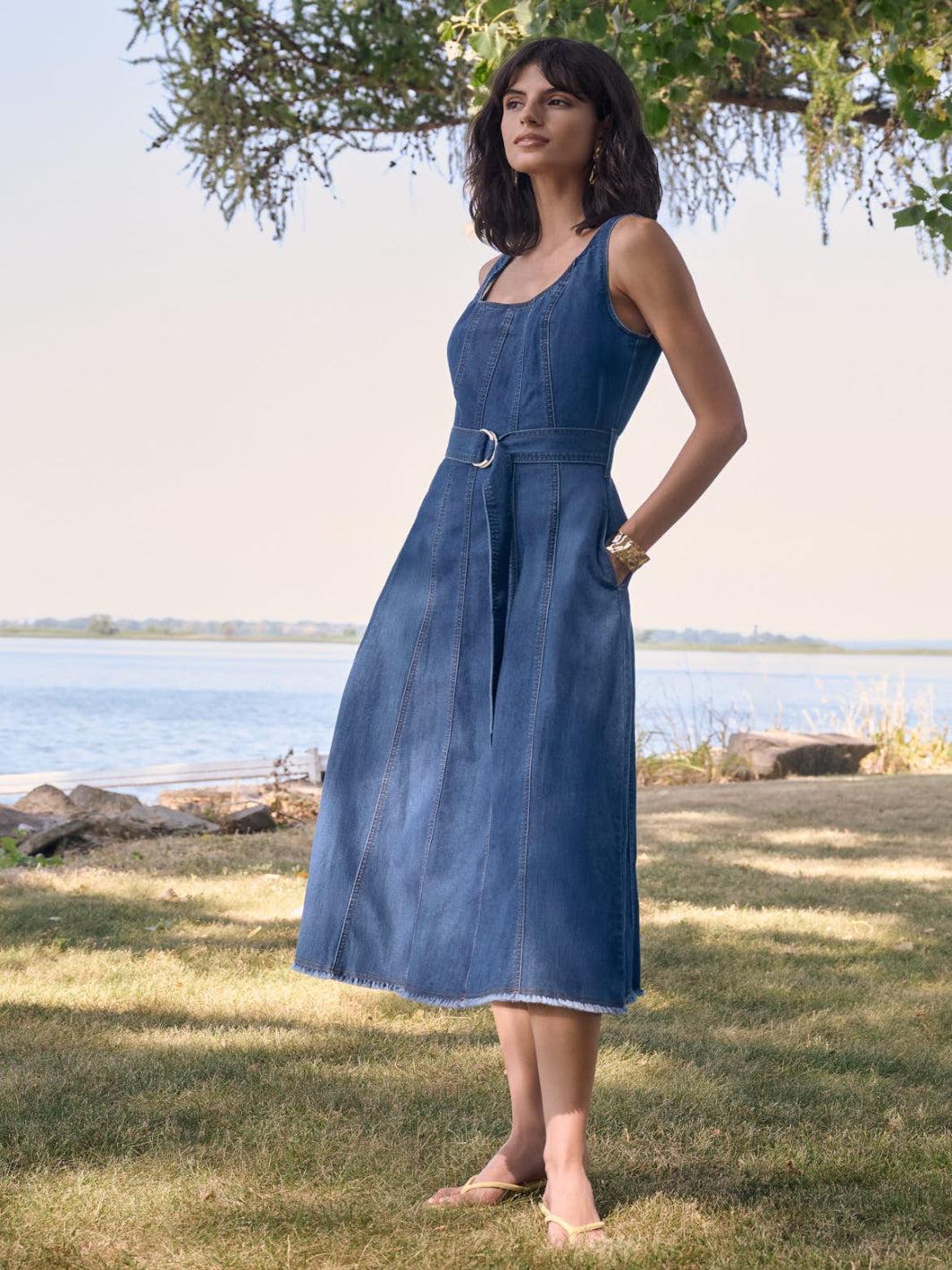 Joseph Ribkoff Midi Denim Dress In Blue 262901