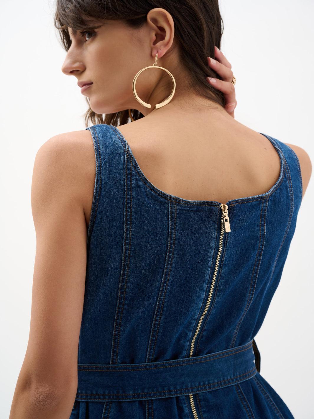 Joseph Ribkoff Midi Denim Dress In Blue 262901 - Image 4