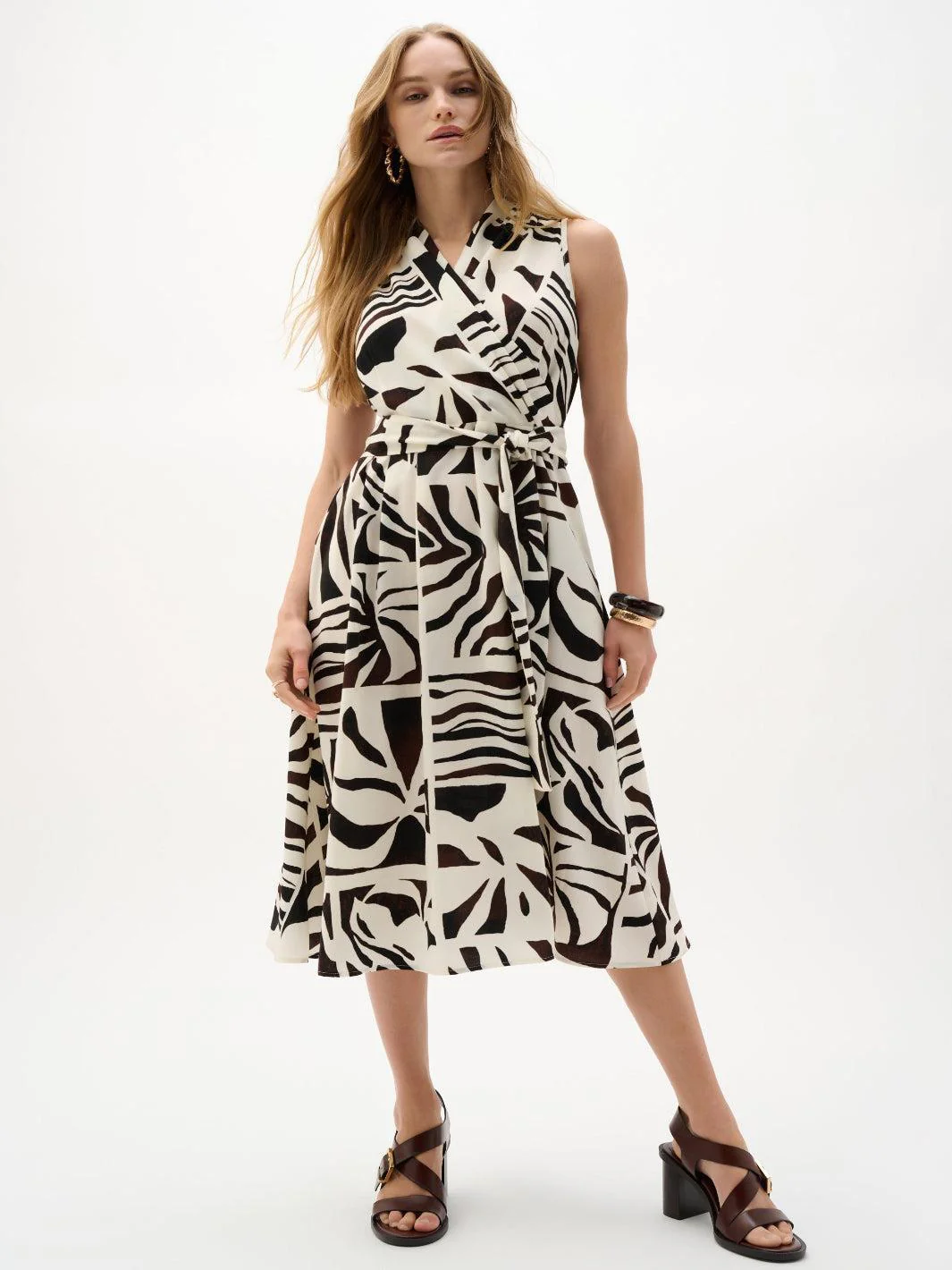 Joseph Ribkoff Midi Dress In Beige/Multi 262226 - Image 2