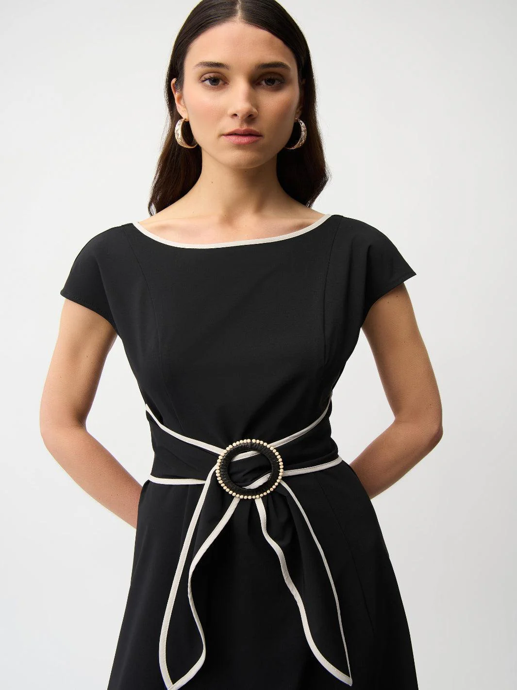 Joseph Ribkoff Midi Dress In Black/Moonstone 261051 - Image 3