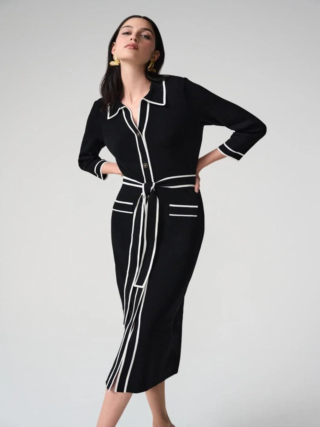 Joseph Ribkoff Midi Dress In Black/Vanilla 261944