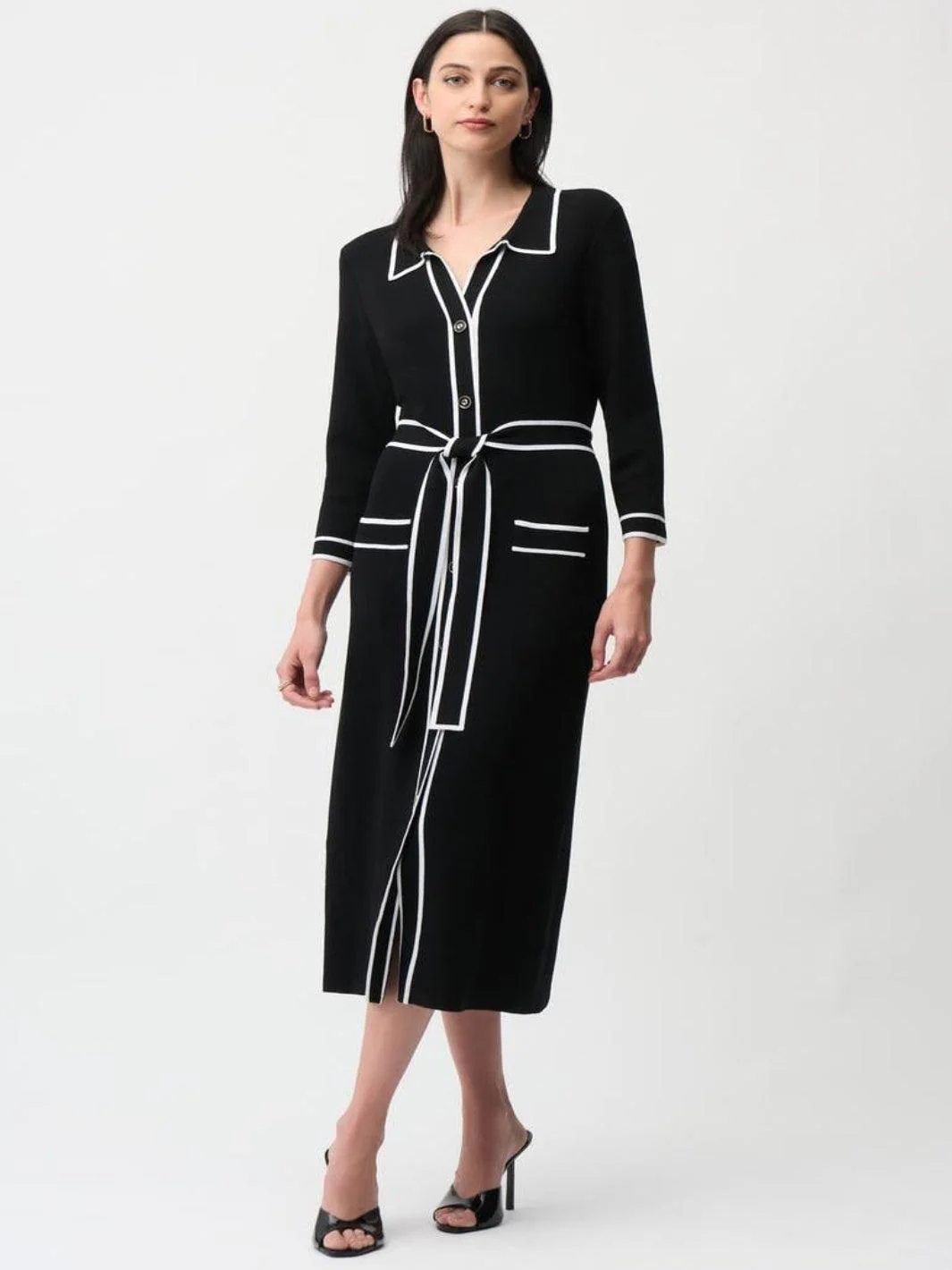 Joseph Ribkoff Midi Dress In Black/Vanilla 261944 - Image 2