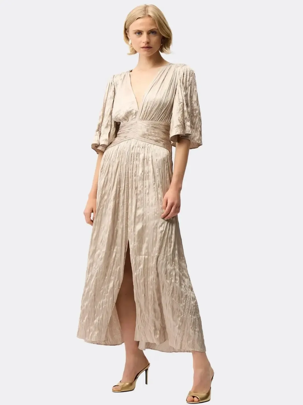 Joseph Ribkoff Midi Satin Dress In Beige 261962