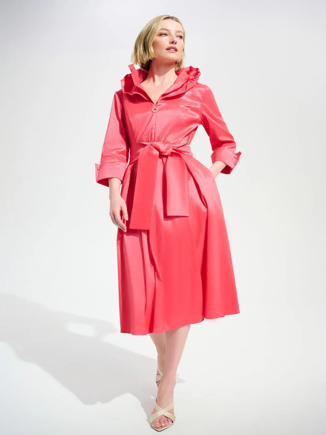 Joseph Ribkoff Midi Wrap Dress In Coral 261719
