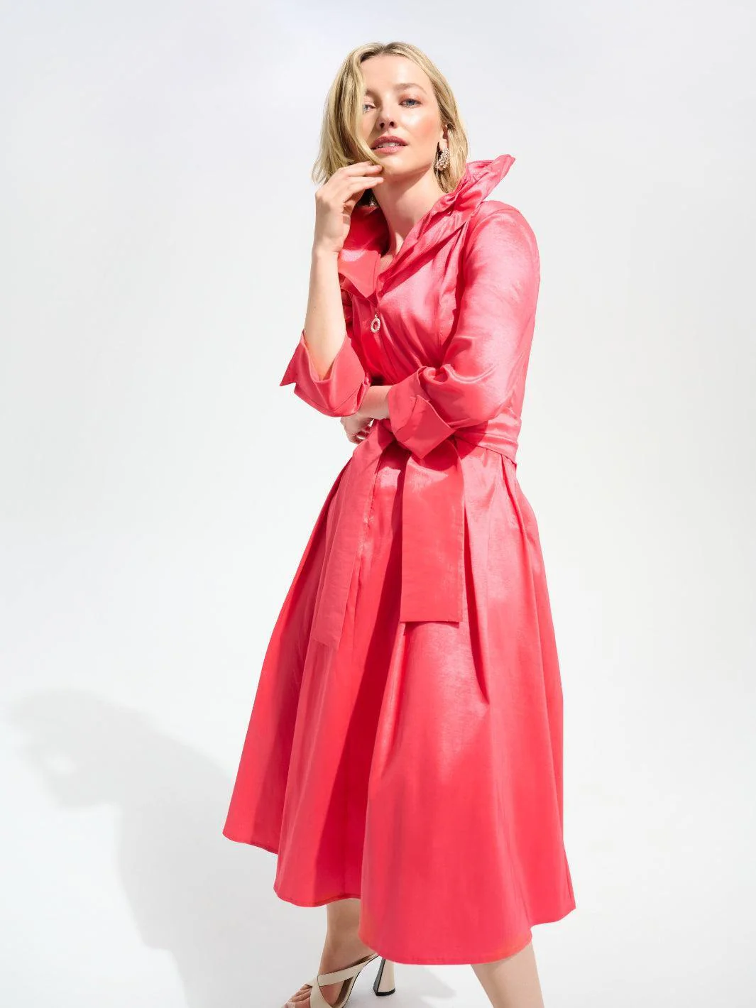 Joseph Ribkoff Midi Wrap Dress In Coral 261719 - Image 2