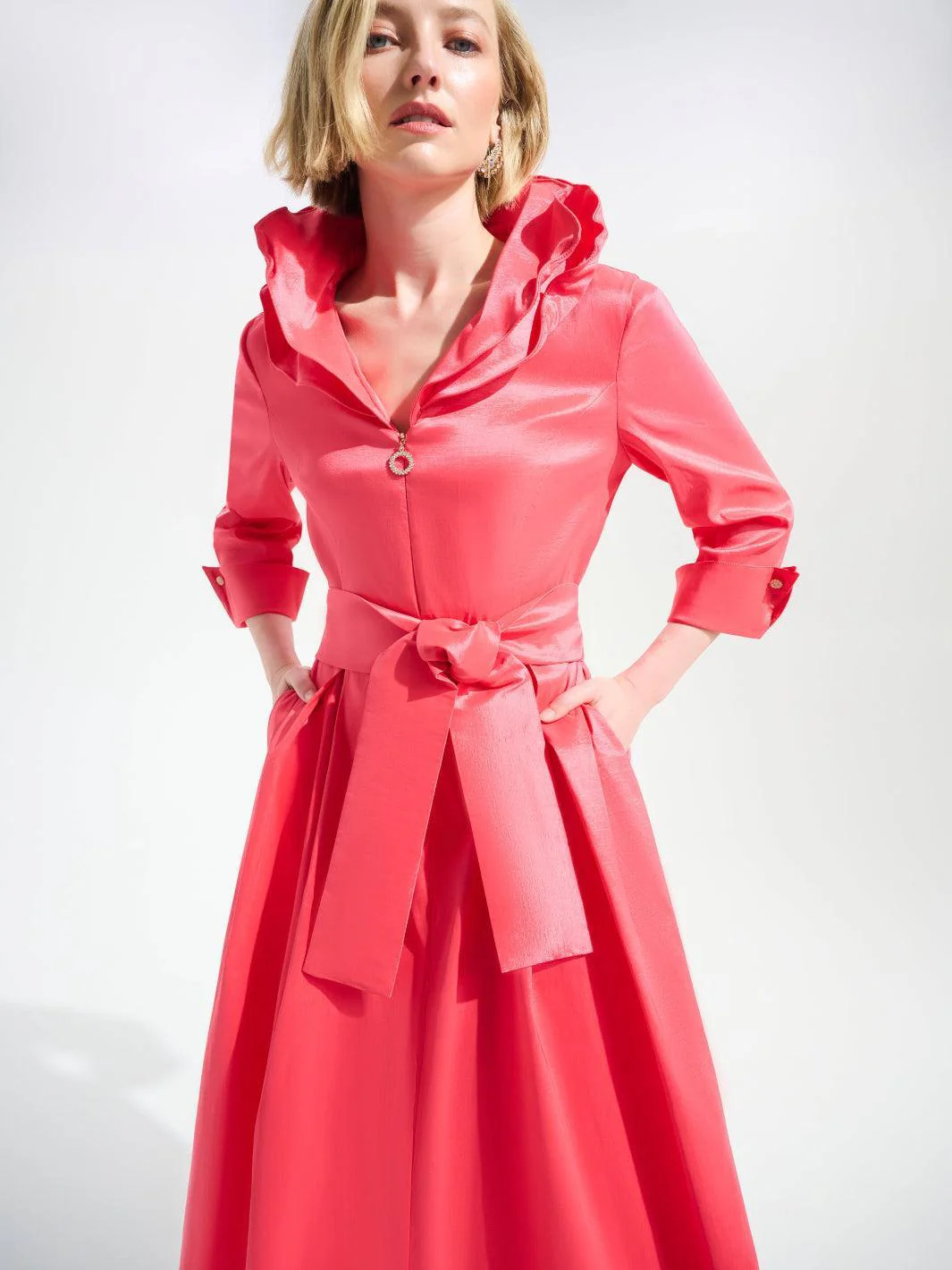 Joseph Ribkoff Midi Wrap Dress In Coral 261719 - Image 3