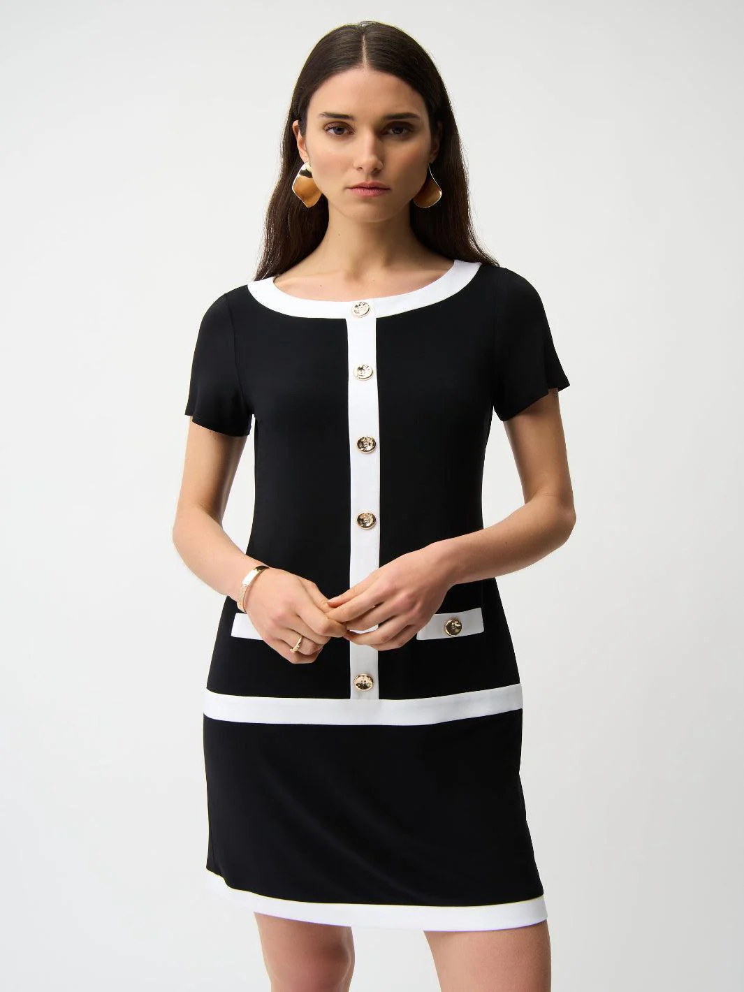 Joseph Ribkoff Mini Shift Dress In Black/Vanilla 261091