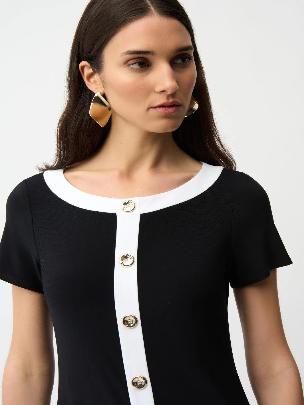 Joseph Ribkoff Mini Shift Dress In Black/Vanilla 261091 - Image 3