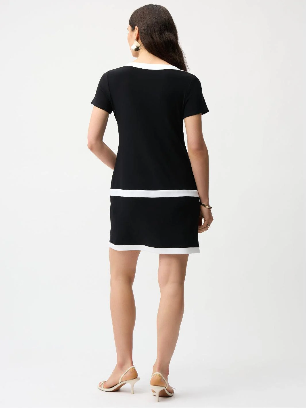 Joseph Ribkoff Mini Shift Dress In Black/Vanilla 261091 - Image 4